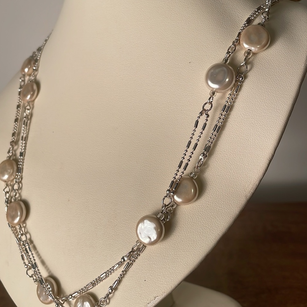 ❤️(2for20)SALE Vintage Pearl & Silver Long Necklace by Premier Designs